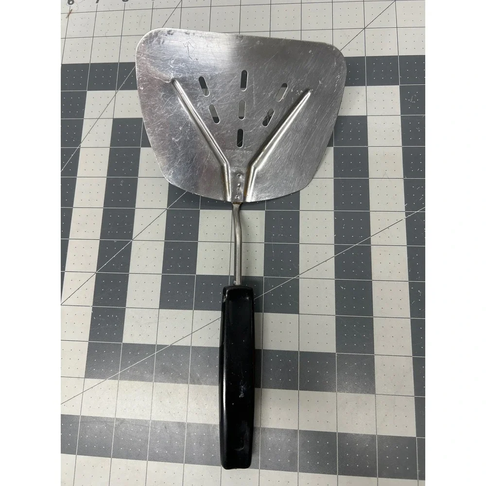 Vintage Foley Wide Spatula Turner Black Handle Stainless Steel Slotted Flexible